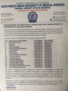 My Logo : David Nweze Umahi University of Medical Sciences School Fees